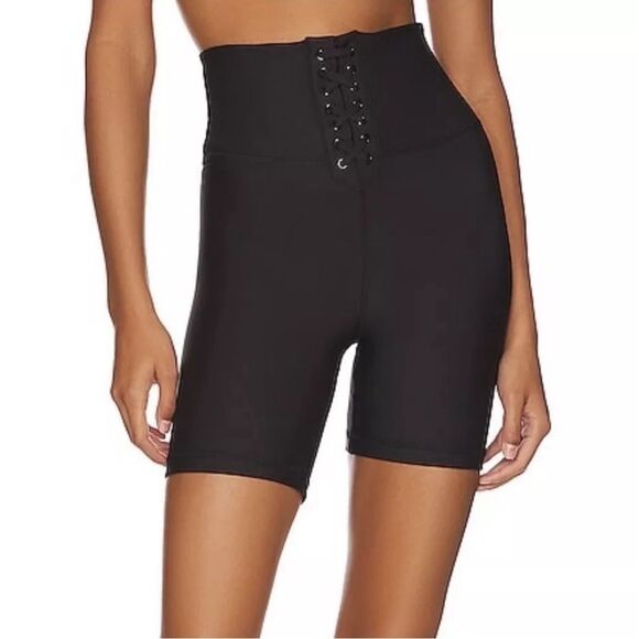 WeWoreWhat Lace Up Biker Short in Black Size XL